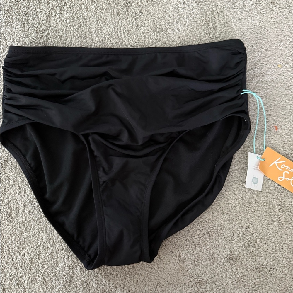 Kona Sol Black High-Waist Swim Bottom